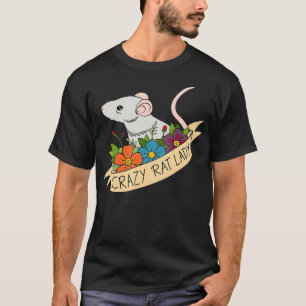 Crazy Rat Lady Design met Flowers Pet Rodent T-shirt