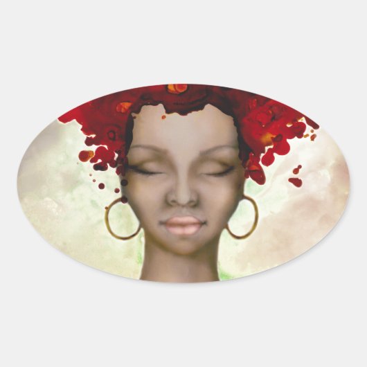 Crazy Red Hair Morning Ovale Sticker (Voorkant)