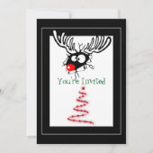 Crazy Red Nosed Reindeer Kerstfeest Kaart (Voorkant)