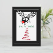 Crazy Red Nosed Reindeer Kerstfeest Kaart (Staand voorkant)
