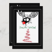 Crazy Red Nosed Reindeer Kerstfeest Kaart (Voorkant / Achterkant)