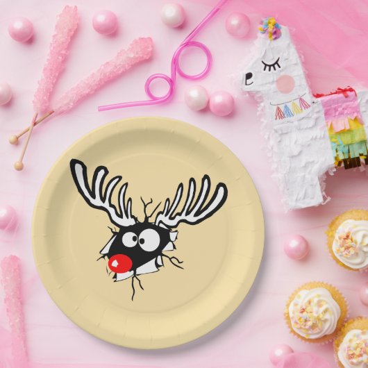 Crazy Red Nosed Reindester Papieren Bordje (Feest)