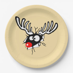 Crazy Red Nosed Reindester Papieren Bordje