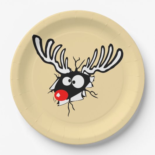 Crazy Red Nosed Reindester Papieren Bordje (Voorkant)