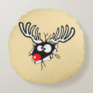 Crazy Red Nosed Reindester Rond Kussen
