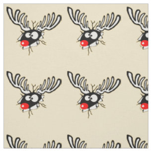 Crazy Red Nosed Reindester Stof