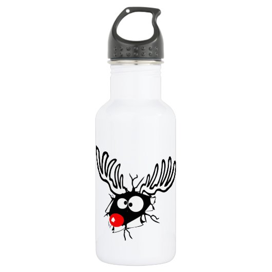 Crazy Red Nosed Reindester Waterfles (Voorkant)