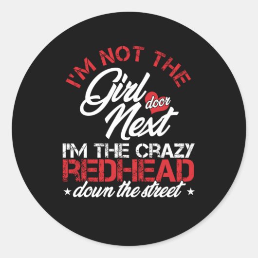 Crazy Redhead Red Hair Ginger Redhead Freckles Gi Ronde Sticker (Voorkant)