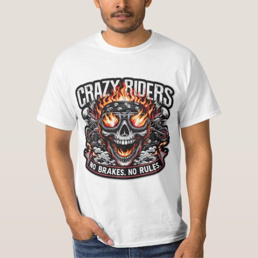 Crazy Riders - Bold Biker Spirit Graphic T-shirt | (Voorkant)