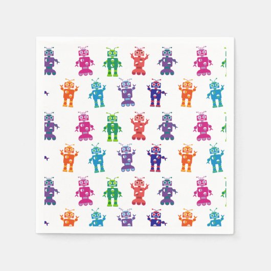 Crazy Robot Pattern Theme Verjaardagsfeest Servetten (Voorkant)
