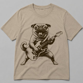 Crazy Rockstar Pugs Dog Die Gitaar Aan Barrels Tro T-shirt