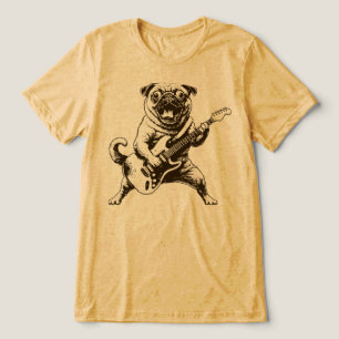 Crazy Rockstar Pugs Dog Die Gitaar Aan Barrels Tro Tri-Blend Shirt