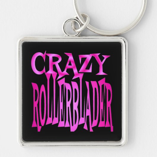 Crazy Rollerblader in het roze Sleutelhanger (Voorkant)