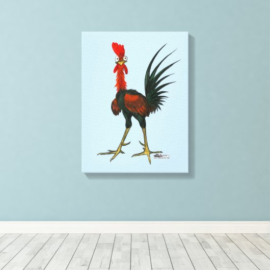 Crazy Rooster Canvas Afdruk (Insitu (Houten vloer))