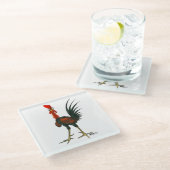 Crazy Rooster Glazen Onderzetter (Schuin)