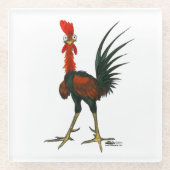 Crazy Rooster Glazen Onderzetter (Voorkant)