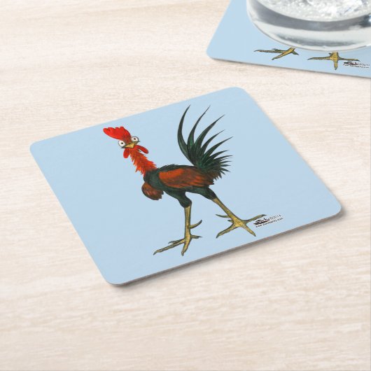 Crazy Rooster Kartonnen Onderzetters (Schuin)
