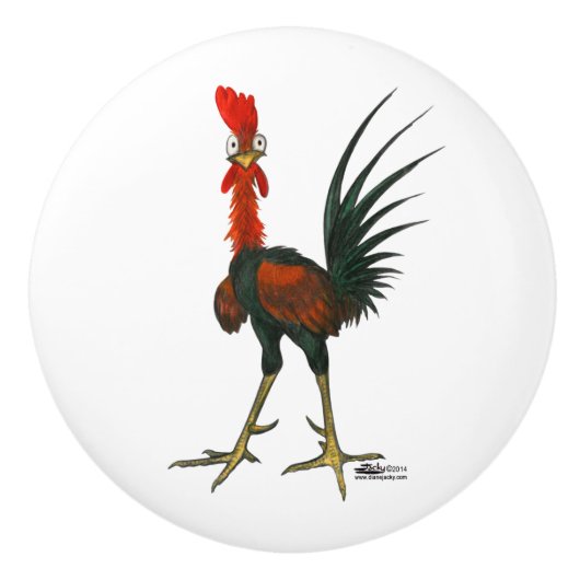 Crazy Rooster Keramische Knop (Voorkant)