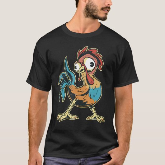 Crazy Rooster Knuffelig Speelgoed Kostuum Kip H T-shirt (Voorkant)