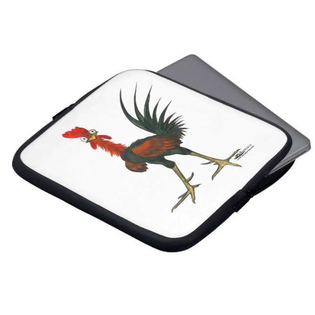 Crazy Rooster Laptop Sleeve (Voorkant top)