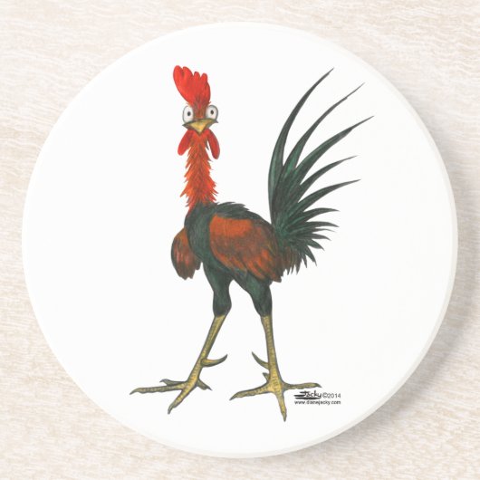 Crazy Rooster Zandsteen Onderzetter (Voorkant)