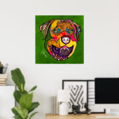 Crazy Rottweiler-hond, met de hand geschilderd Poster (Thuiskantoor)