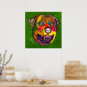 Crazy Rottweiler-hond, met de hand geschilderd Poster (Keuken)