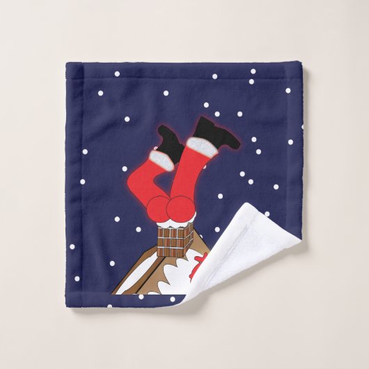 Crazy Santa Stuck in Chimney Towel Set Bad Handdoek (Wasdoekje)