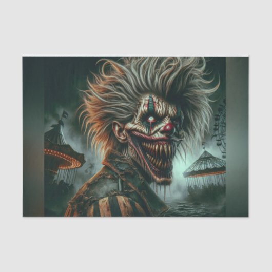 Crazy Scary Halloween Clown Decoupage Papier (Voorkant)