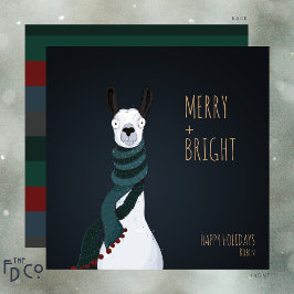 Crazy Schattig “Merry + Bright” Lama Feestdagenkaart