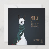 Crazy Schattig “Merry + Bright” Lama Feestdagenkaart (Voorkant)