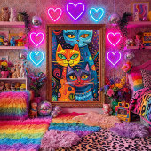 Crazy Schattige Cats: Bright Doodle Cartoon Banner Poster