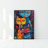 Crazy Schattige Cats: Bright Doodle Cartoon Banner Poster