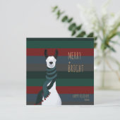 Crazy Schattige “Merry + Bright” Lama Feestdagenkaart (Staand voorkant)