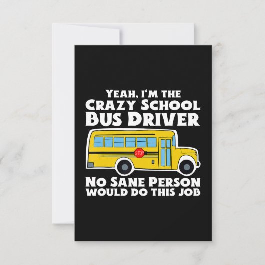 Crazy School Bus Driver Gift RSVP Kaartje (Voorkant)