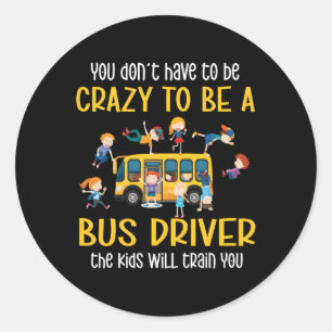 Crazy School Bus Driver School Bus Drift Ronde Sticker