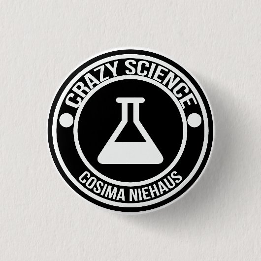 Crazy Science pin Ronde Button 3,2 Cm (Voorkant)