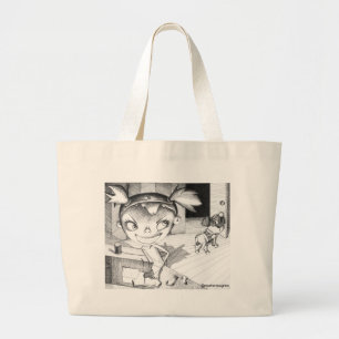 Crazy Sewing Girl Grote Tote Bag