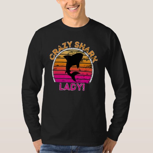 Crazy Shark Lady Funny Retro Shark T-shirt (Voorkant)