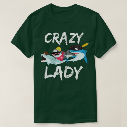 Crazy Shark Lady Zip T-shirt (Design voorkant)
