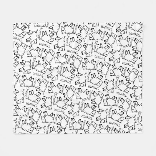 Crazy Sheep Dream Doodle Pattern Fleece Deken (Voorkant (Horizontaal))