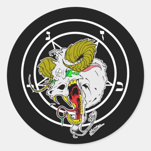 Crazy Sigil van Baphomet Ronde Sticker (Voorkant)