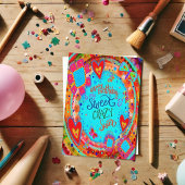 Crazy Sister Birthday Funny Floral  Kaart