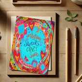 Crazy Sister Birthday Funny Floral  Kaart