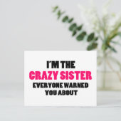 Crazy Sister je bent gewaarschuwd Briefkaart (Staand voorkant)