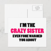 Crazy Sister je bent gewaarschuwd Briefkaart (Voorkant / Achterkant)