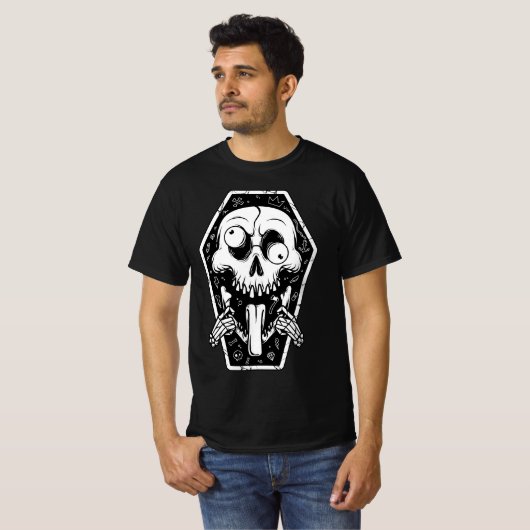Crazy Skull Coffin T-Shirt (Voorkant volledig)