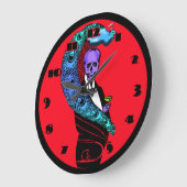 Crazy Skull en Peacock Red Clock Grote Klok (Hoek)