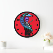 Crazy Skull en Peacock Red Clock Grote Klok (Huis)