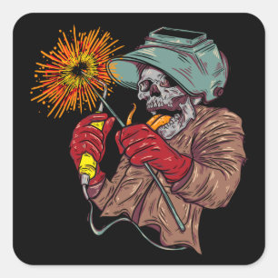 Crazy Skull Welder Vierkante Sticker